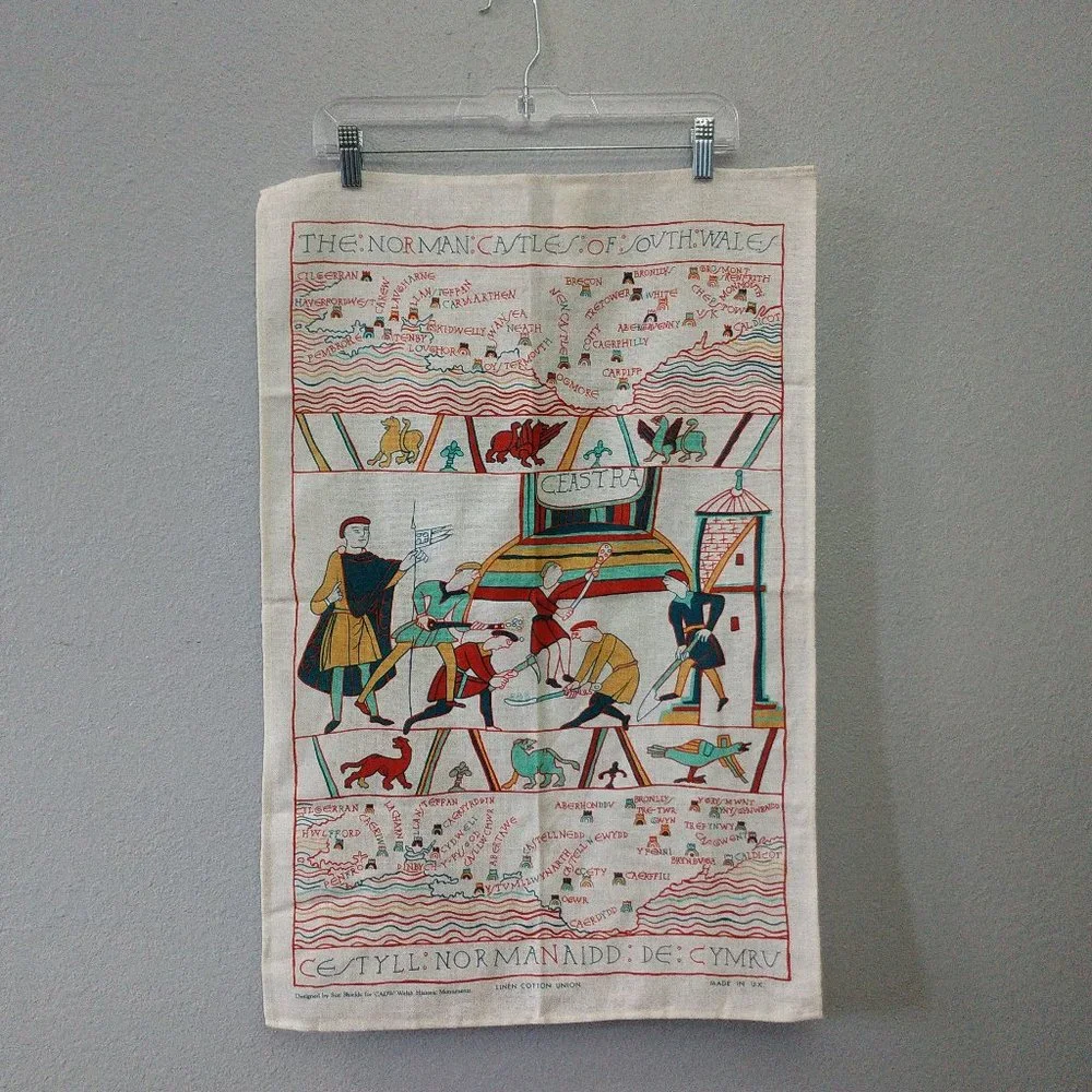 Norman Castles South Wale Linen Cotton Tea Towel England